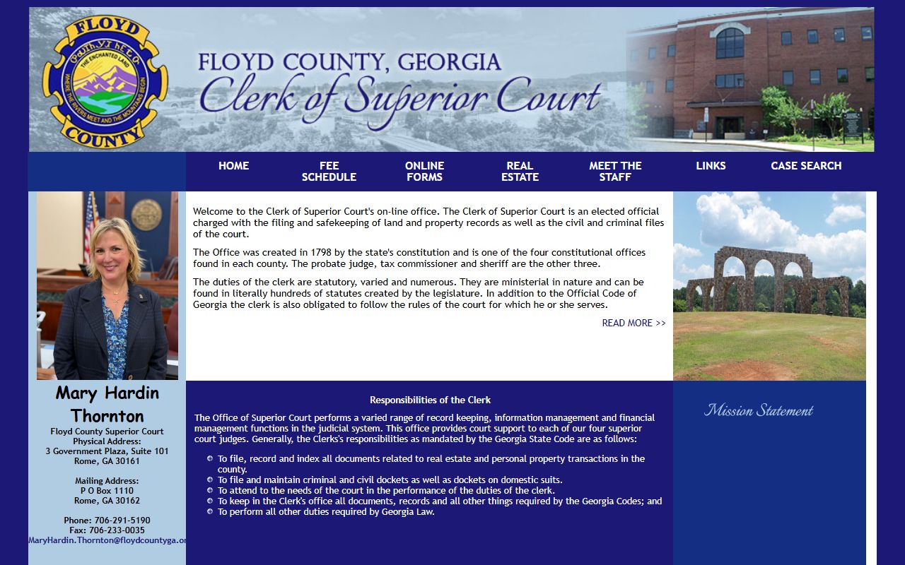 Floyd County Clerk of Superior Court homepage records access