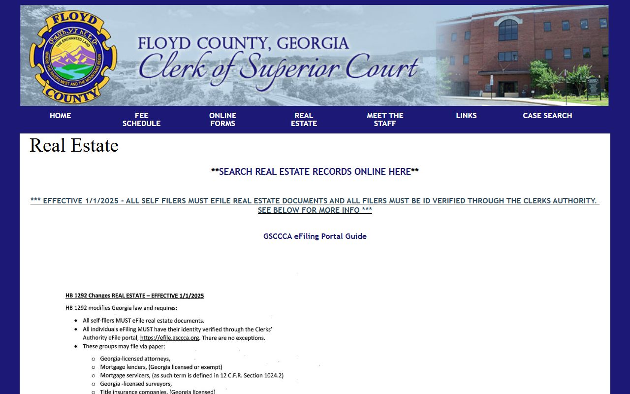 Floyd County Clerk of Superior Court deed records search