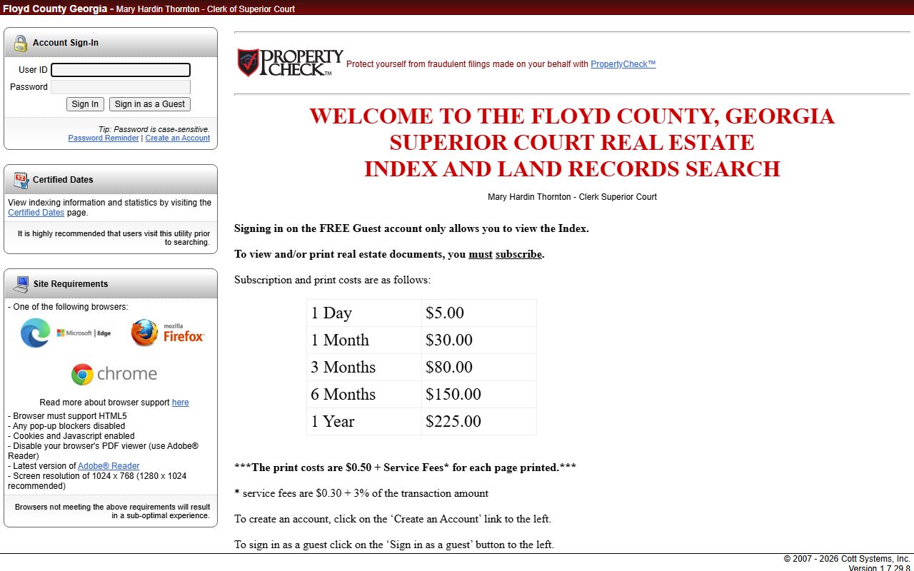 Floyd County court records land records search