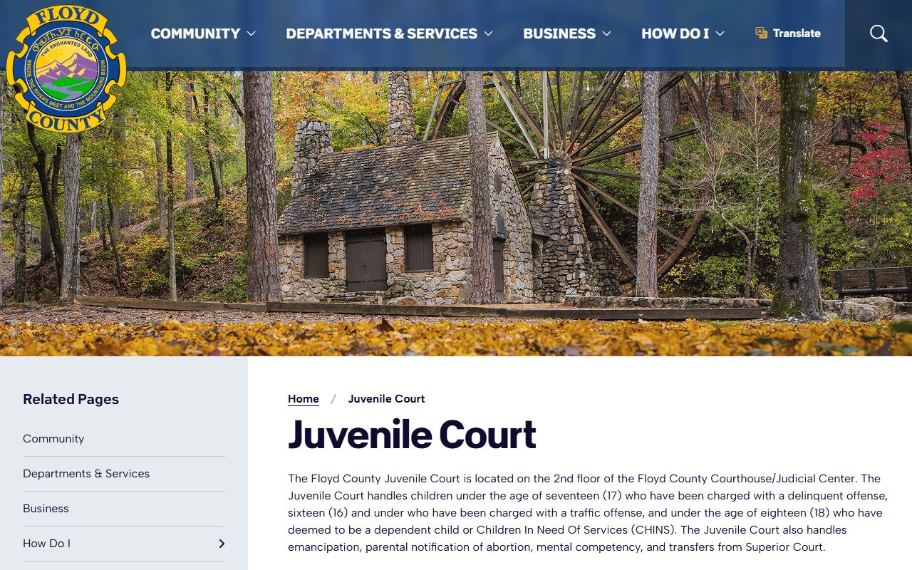 Floyd County Juvenile Court records and lower court routing