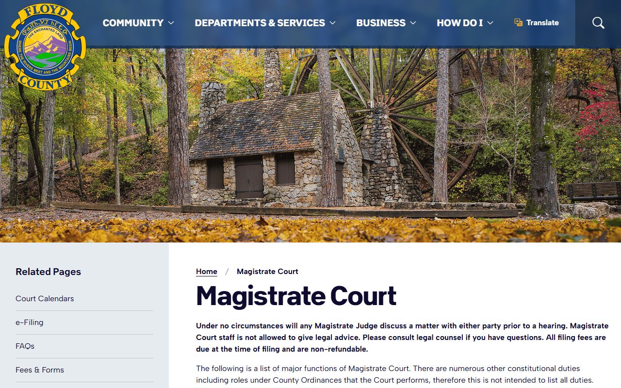 Floyd County Magistrate Court records and lower court routing