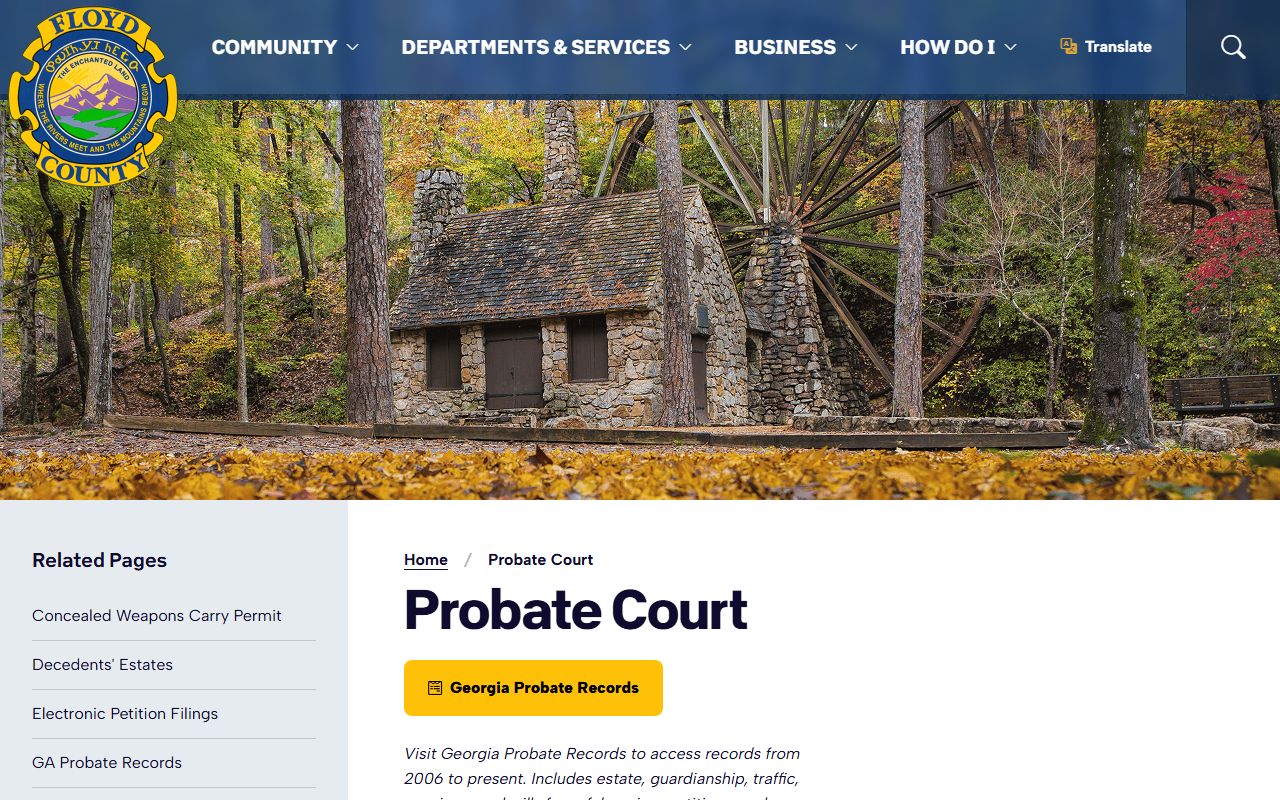 Floyd County Probate Court records outside Superior Court