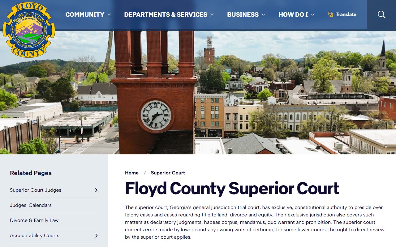 Floyd County court records Superior Court overview