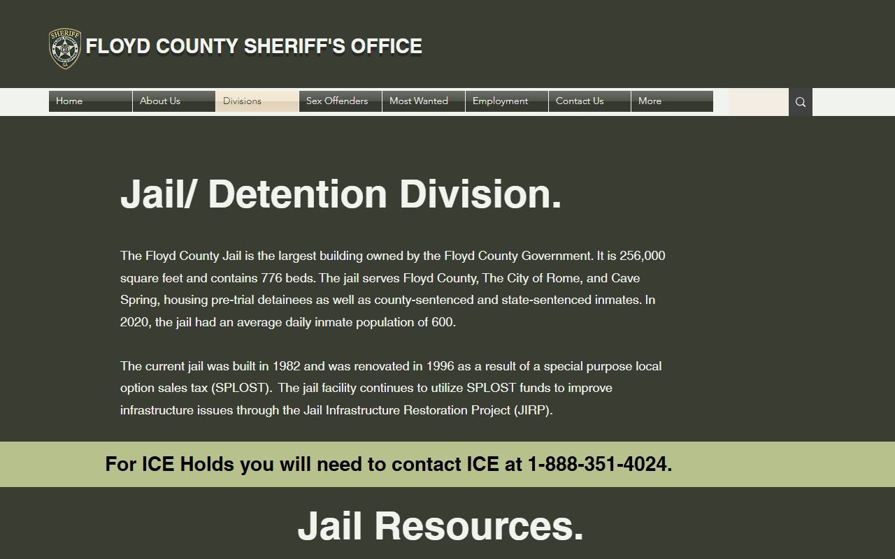 Floyd County inmate records jail detention division