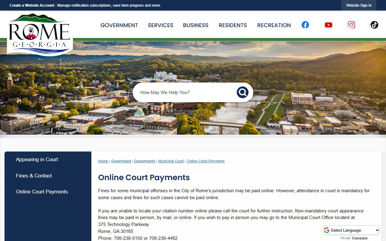Floyd County traffic court records Rome online court payments