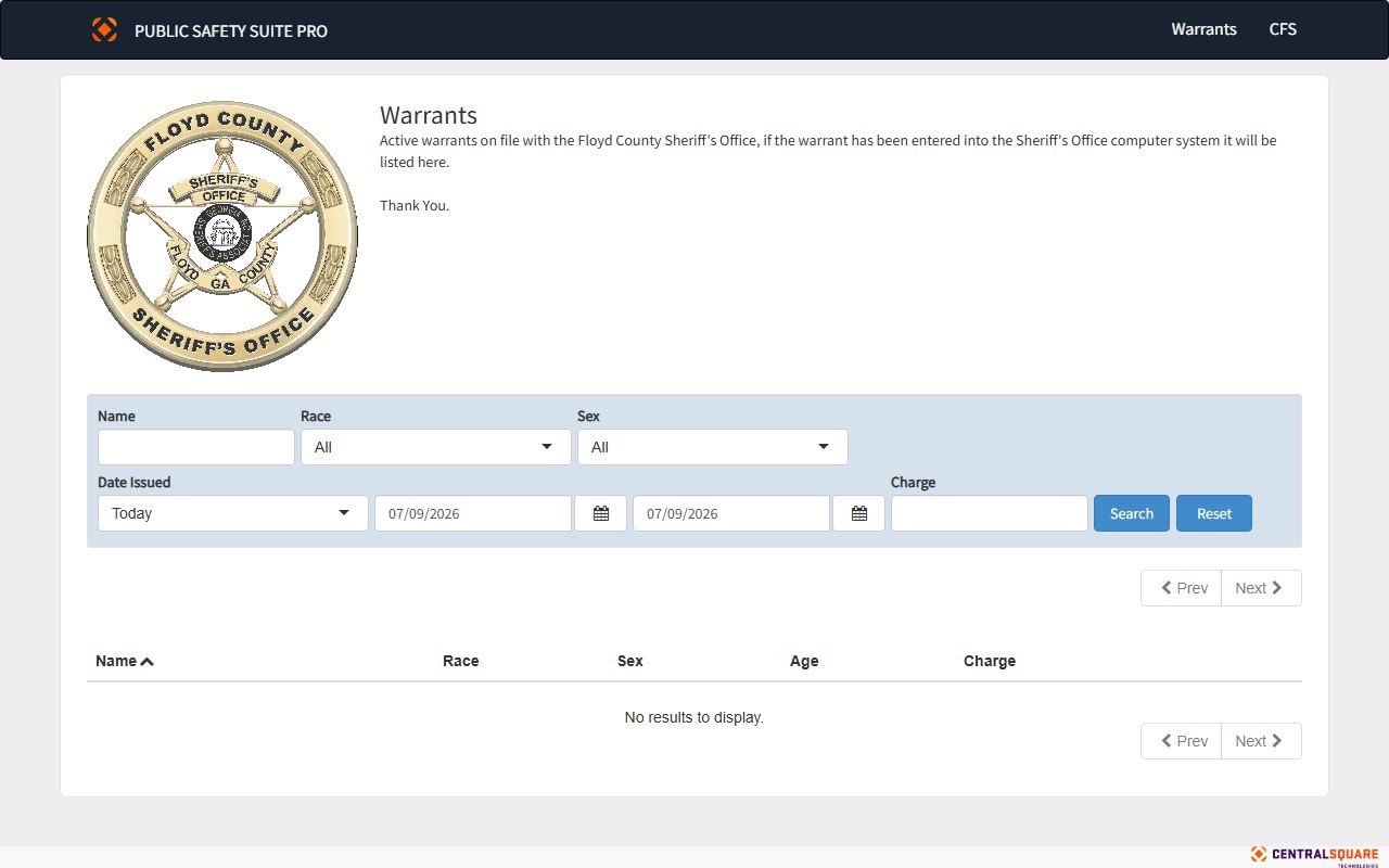 Floyd County warrant search active warrants portal